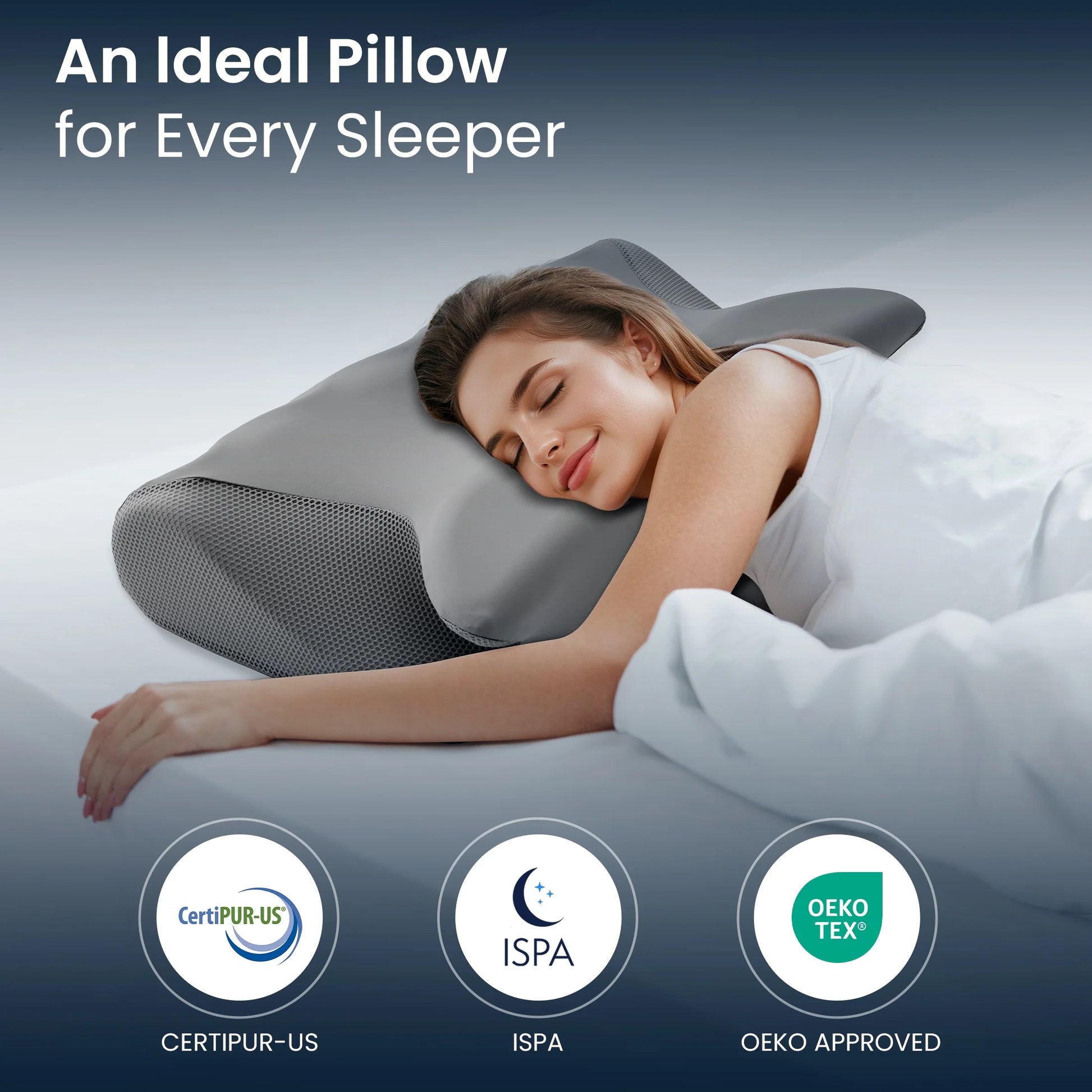 Cervical Pillow for Neck Pain Relief, Ergonomic Hollow Design, Odorless Memory Foam Pillow for Sleeping, Orthopedic Contour Neck Support Pillows with Additional Pillowcase, Gray